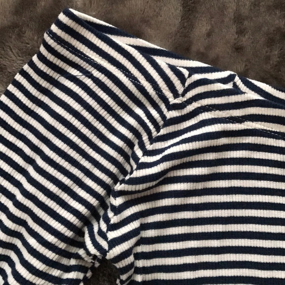 Navy and White Stripped Off the Shoulder Top - Picture 2 of 2